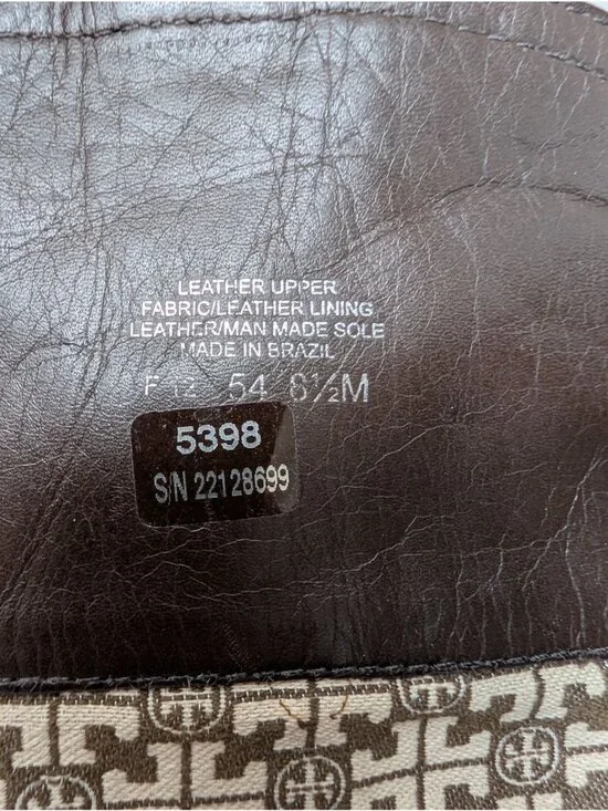 Tory Burch Elina Riding boots brown leather gold tone logo turnblock size 8.5 - Picture 10 of 10